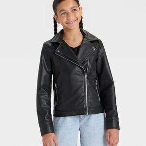 Art Class | Girl’s Faux Leather Black Moto Jacket Small
